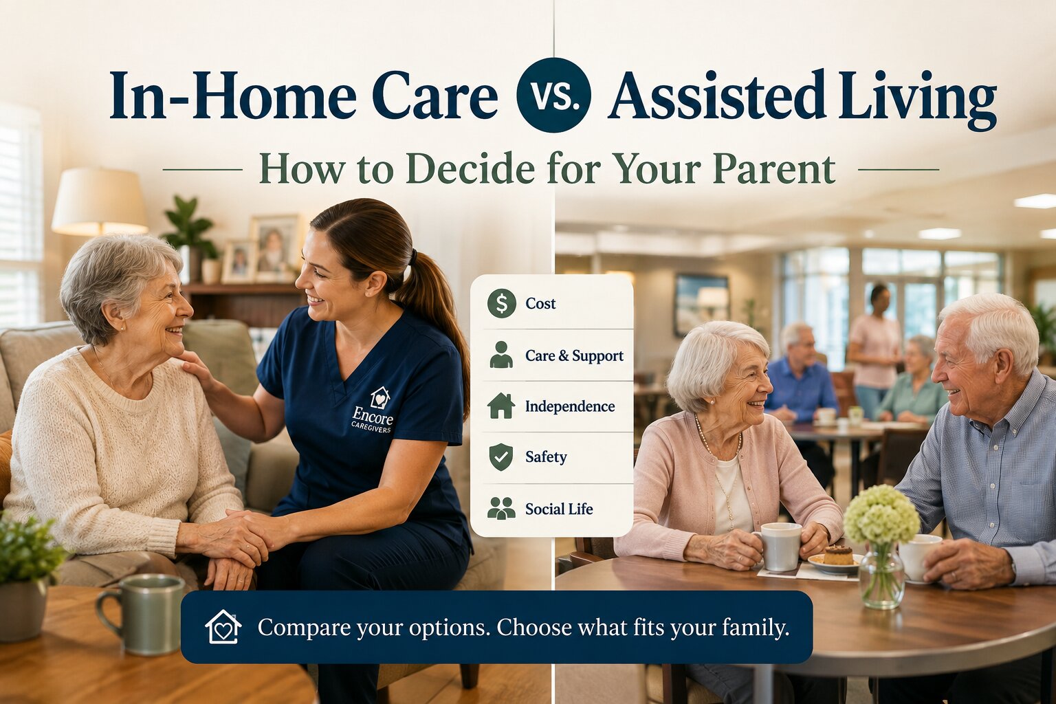 Caregiver Blog 1 In-Home Care Vs. Assisted Living Comparison For Seniors In Houston With Caregiver And Assisted Living Community