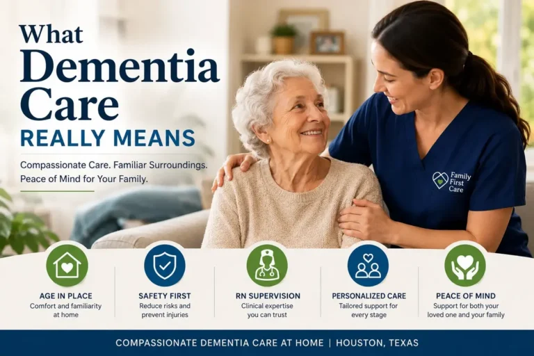 Houston Family Caregiver Helping Elderly Parent With Dementia At Home